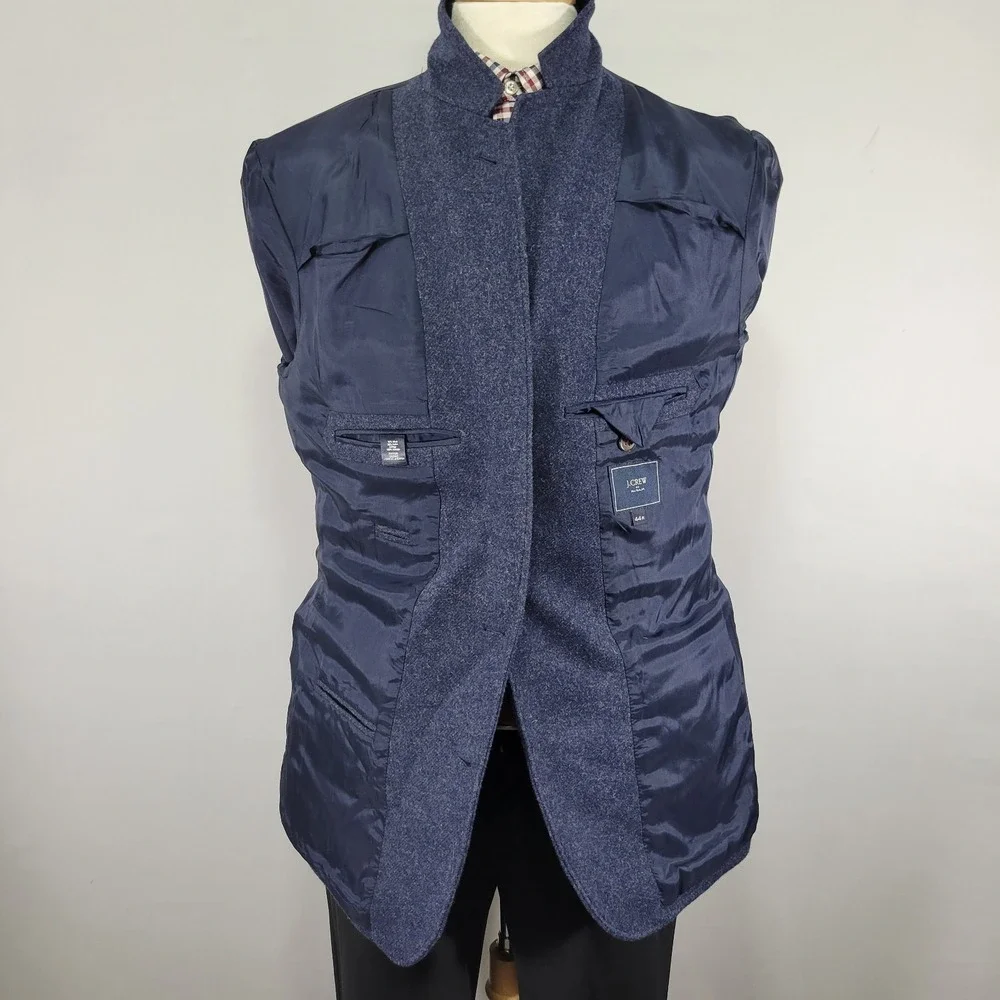 J.Crew Men's Tweed Sport Coat Blazer Two‎ Button Twill Navy Wool Blend 44R